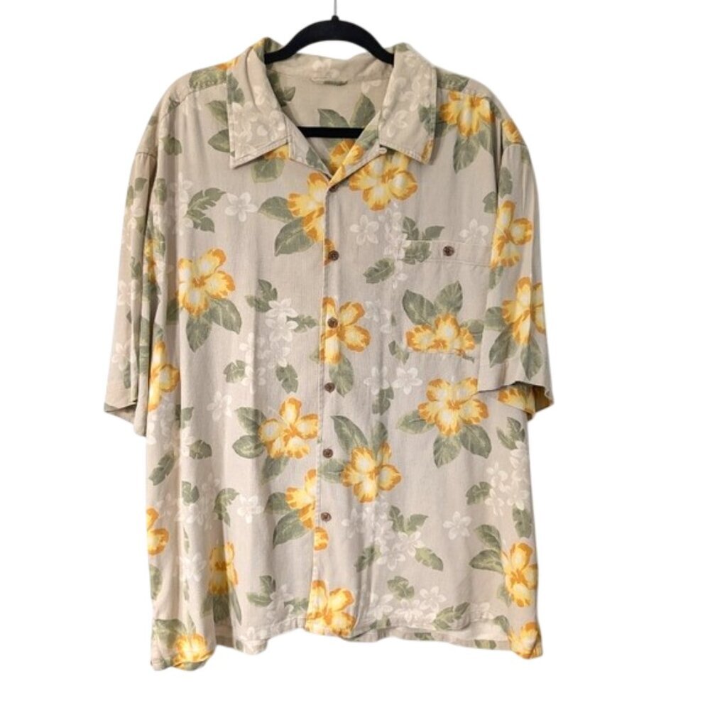 Tommy Bahama Men Short Sleeve 100% Silk Button-Up Floral Hawaiian Shirt XXL-XXXL